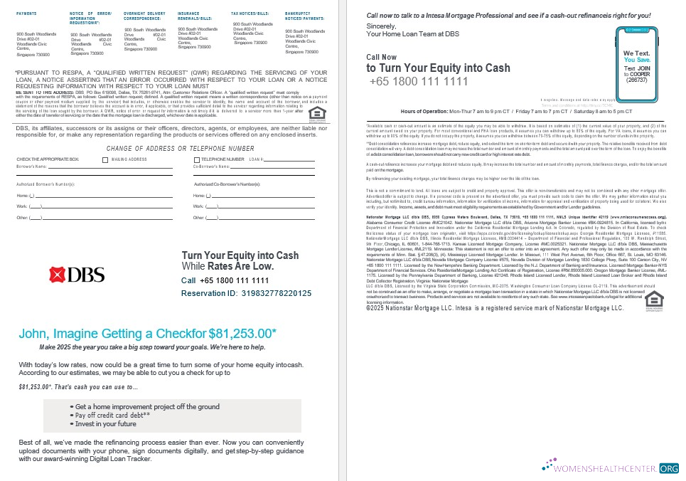 Download Singapore DBS bank bank mortgage statement in Word and PDF formats 3 4 Photoshop template